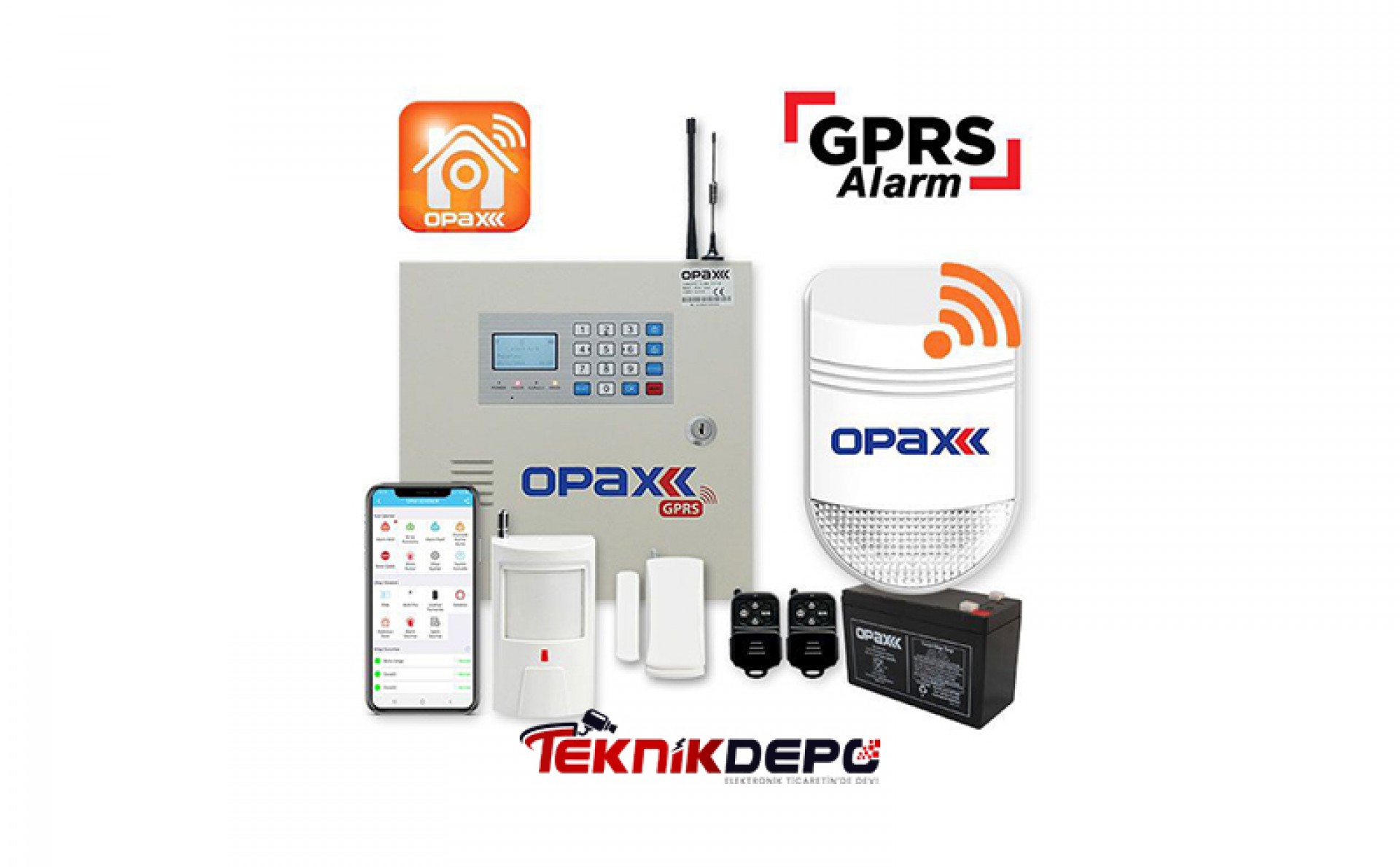 OPAX-2646 GPRS Alarm Paneli & BGR-09 Kablosuz Sirenli Full Set